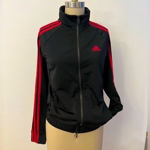 Adidas Women’s Essentials 3-Stripes Tricot Track Jacket. Size XS. Black/Red.